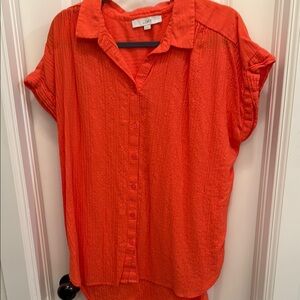 Loft Women's Red Button-Up Top